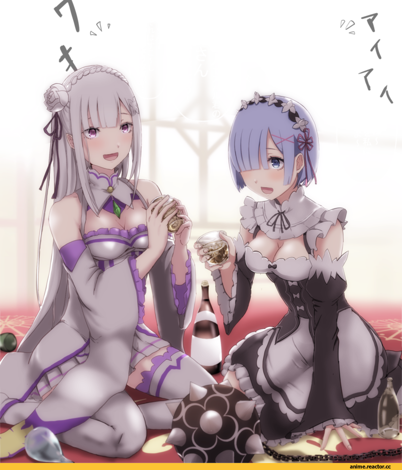 Re Zero Kara Hajimeru Isekai Seikatsu, Rem (re zero), Emilia (re zero), nikuman (samara), Anime