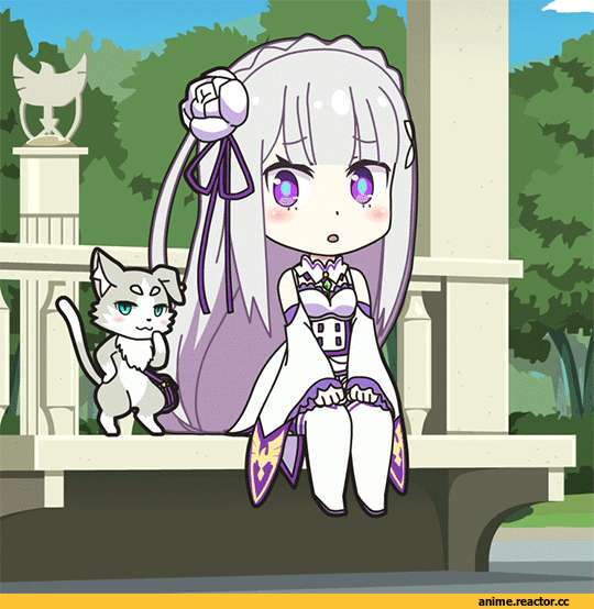 Pack (re zero), Re Zero Kara Hajimeru Isekai Seikatsu, Emilia (re zero), Anime Гифки, chibi, Anime