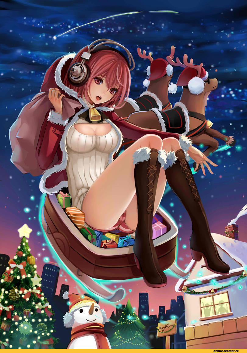 Super Sonico, Adult pantsu, Anime Ero, Open-Chest Sweater, Anime Christmas, Anime