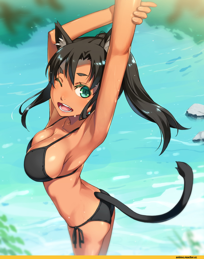 Anime Ero Swim, Anime Ero, Неко, Animal Ears, Kimura (Ykimu), Anime Art, Anime