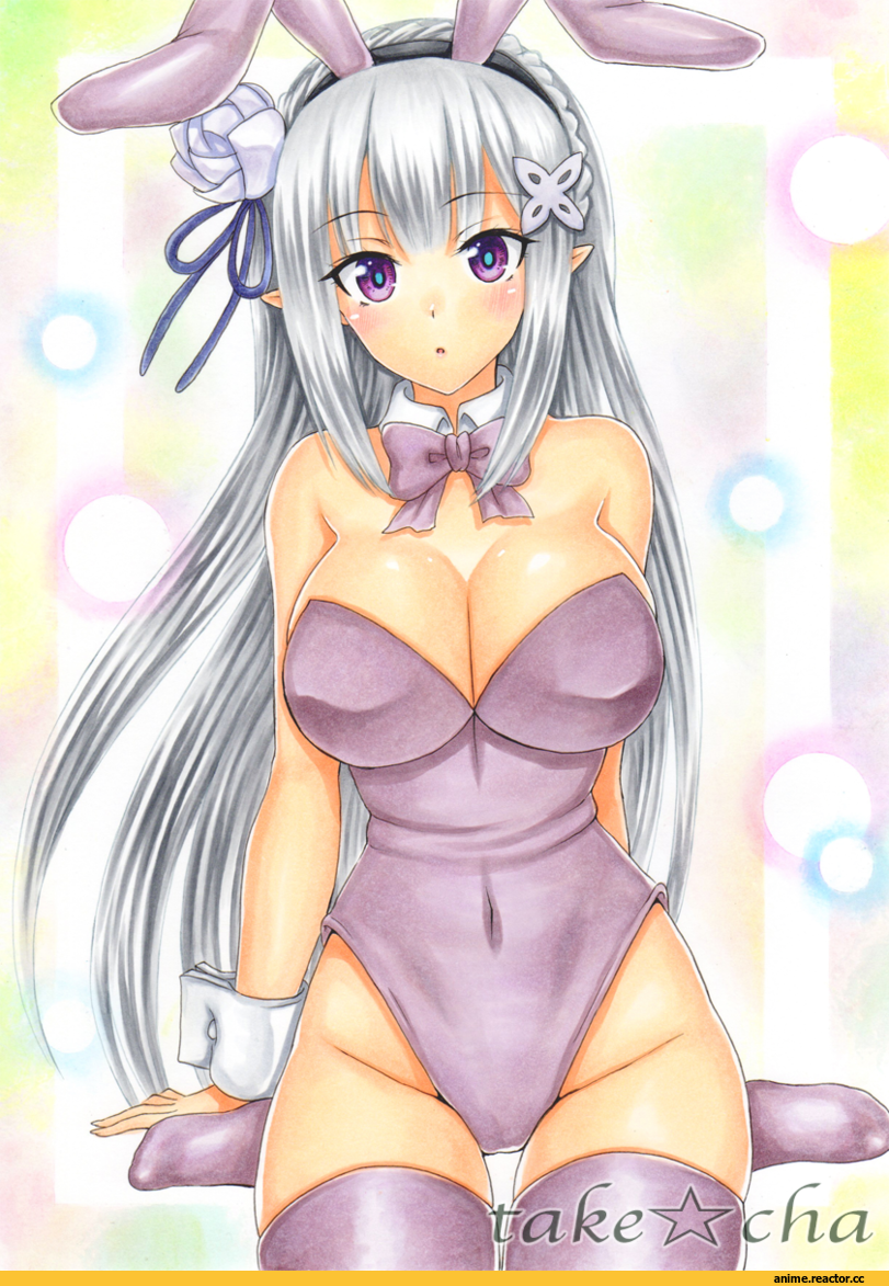 Emilia (re zero), Re Zero Kara Hajimeru Isekai Seikatsu, Bunnysuit, Usagimimi, Animal Ears, Anime Paint, Anime Art, Anime