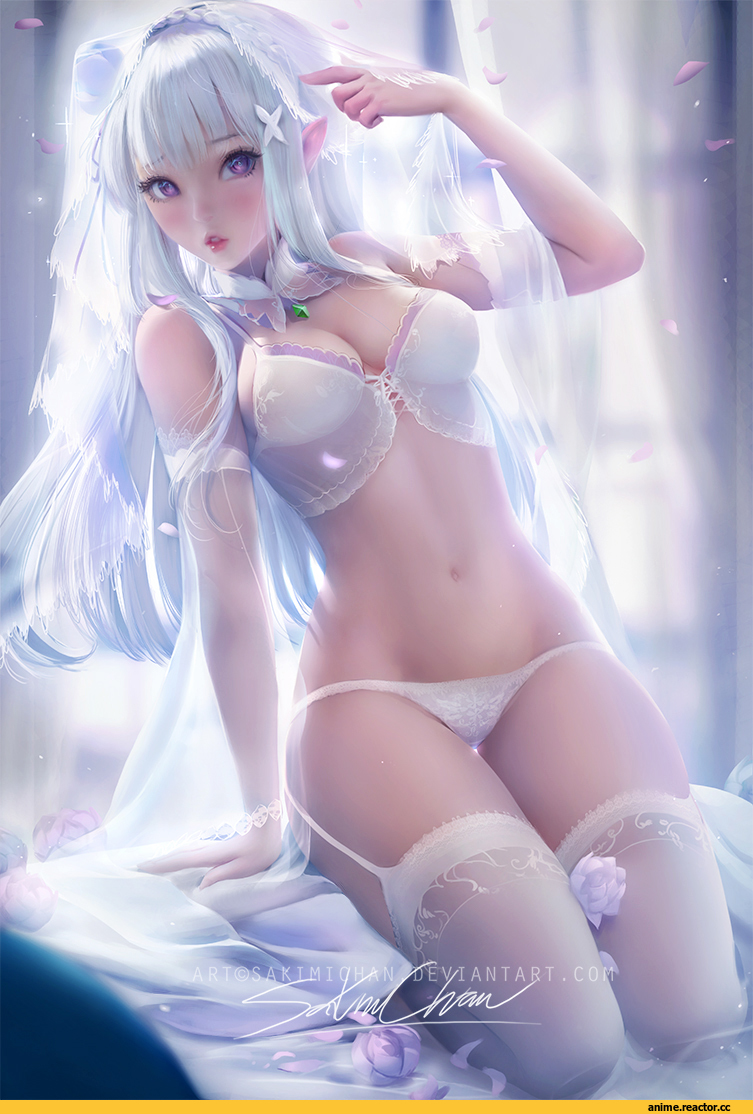 Sakimichan, artist, Emilia (re zero), Re Zero Kara Hajimeru Isekai Seikatsu, Anime Ero Pantsu, Anime Ero, Anime Art, Anime