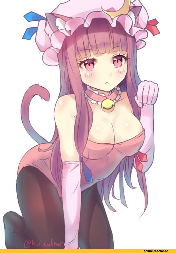Patchouli Knowledge, Touhou Project, nekomimi, Animal Ears, Anime Ero, Anime