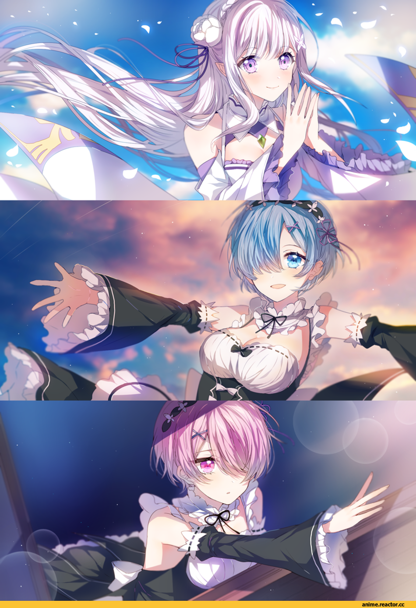 Re Zero Kara Hajimeru Isekai Seikatsu, Emilia (re zero), Ram (Re Zero), Rem (re zero), n n (vbdpsep), Anime