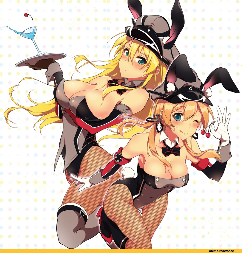 bismarck, Kantai Collection, Prinz Eugen, Anime Ero, Usagimimi, Animal Ears, Bunnysuit, Pochi (Pochi-Goya), Anime Art, Anime