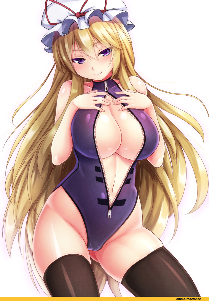 Yakumo Yukari, Touhou Project, Ebi 193, Anime Art, Anime Ero Oppai, Anime Ero, Anime Ero Pussy, Front zipper swimsuit, Anime
