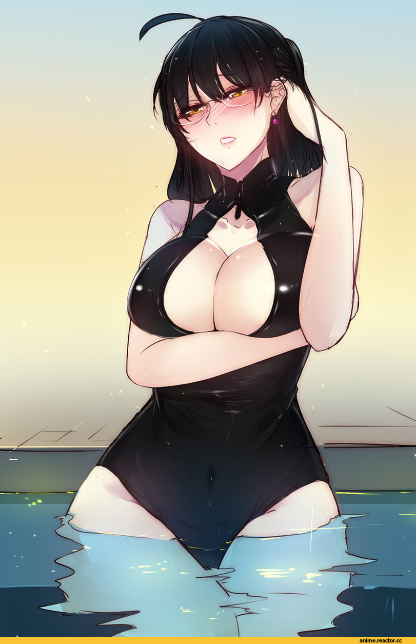kairos+, Anime Original, Anime Art, Anime Ero Swim, Anime Ero, Front zipper swimsuit, Anime Ero Megane, Anime