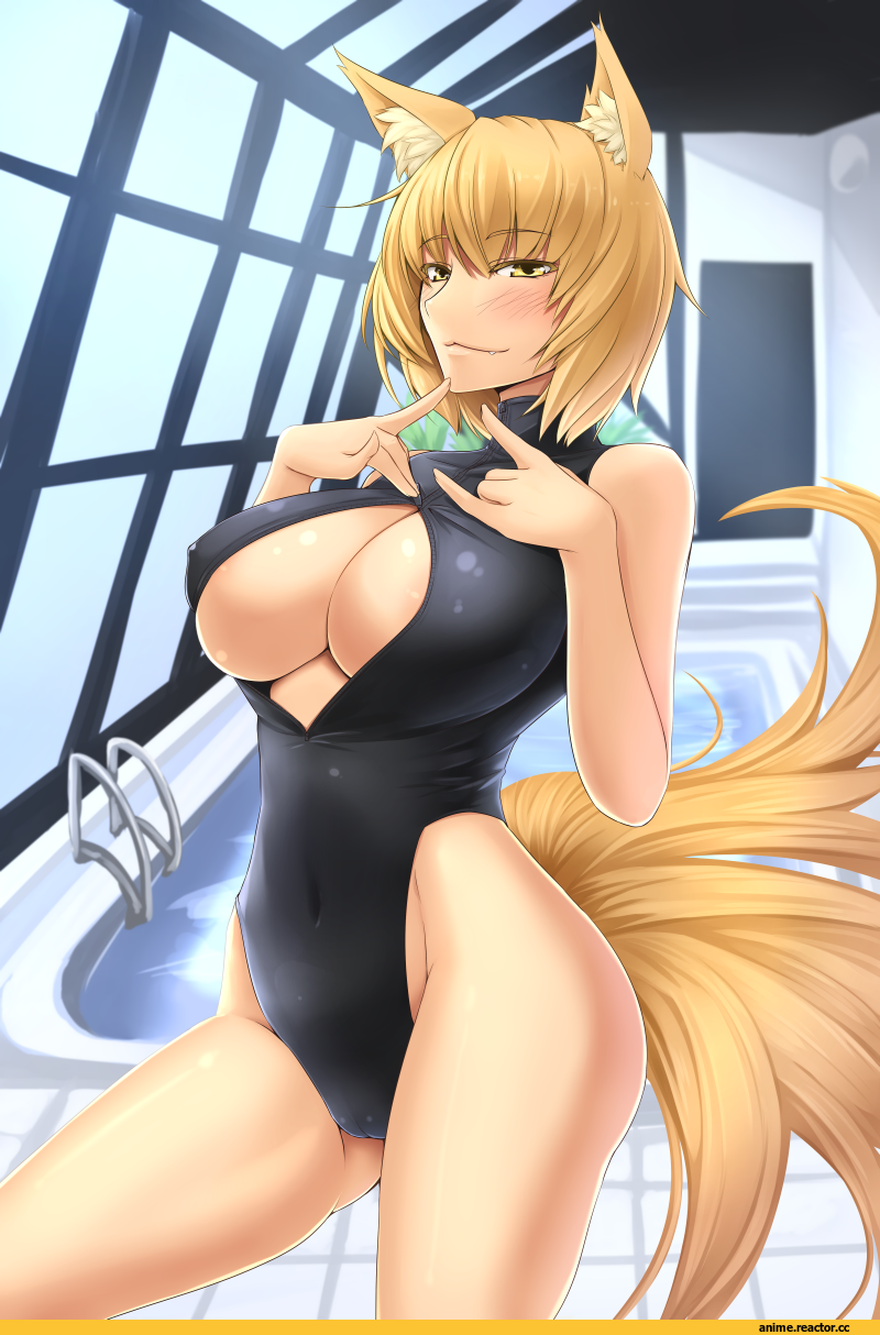 Touhou Project, Yakumo Ran, Anime Ero, Animal Ears, Kitsune, Anime Ero Swim, Anime