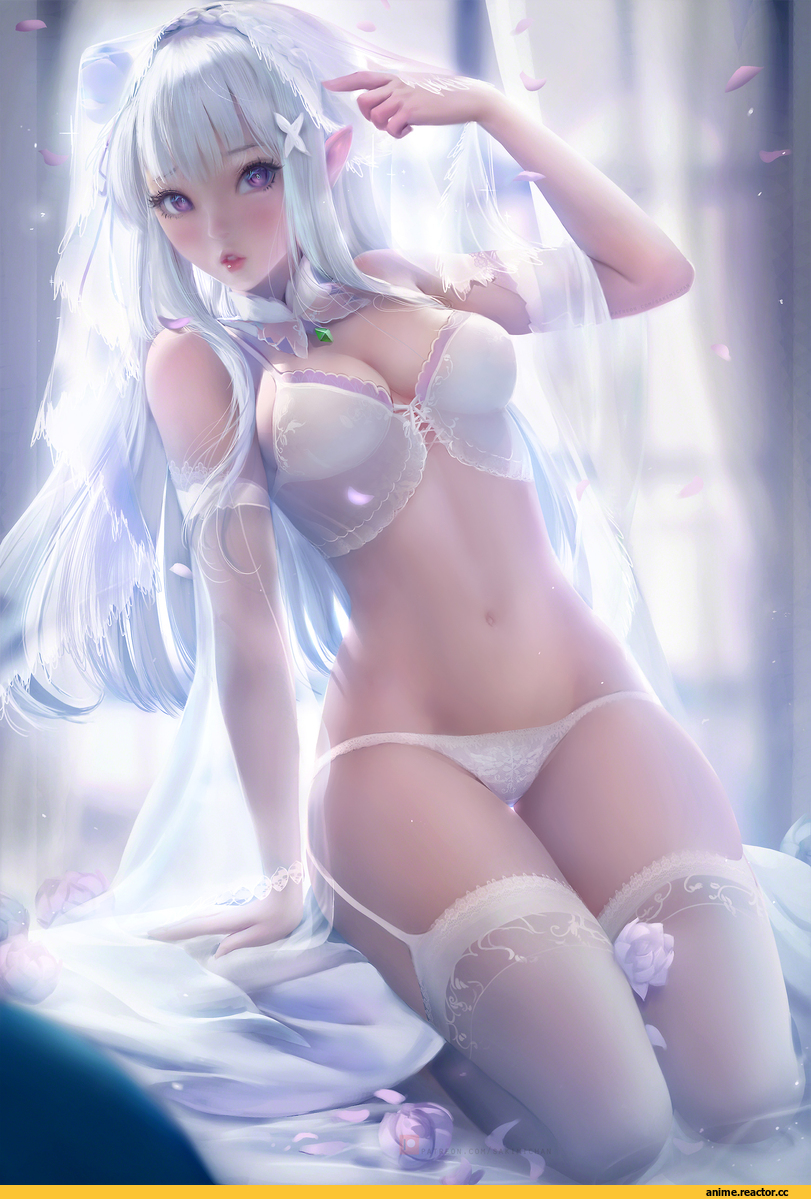 Sakimichan, artist, Emilia (re zero), Re Zero Kara Hajimeru Isekai Seikatsu, Anime Art, Anime Ero Pantsu, Anime Ero, Anime
