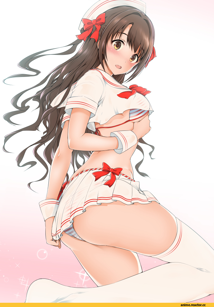 Anime Art, Anime Ero, Anime Ero Swim, Idolmaster, Shimamura Uzuki, maru watarou, oshiri, Anime