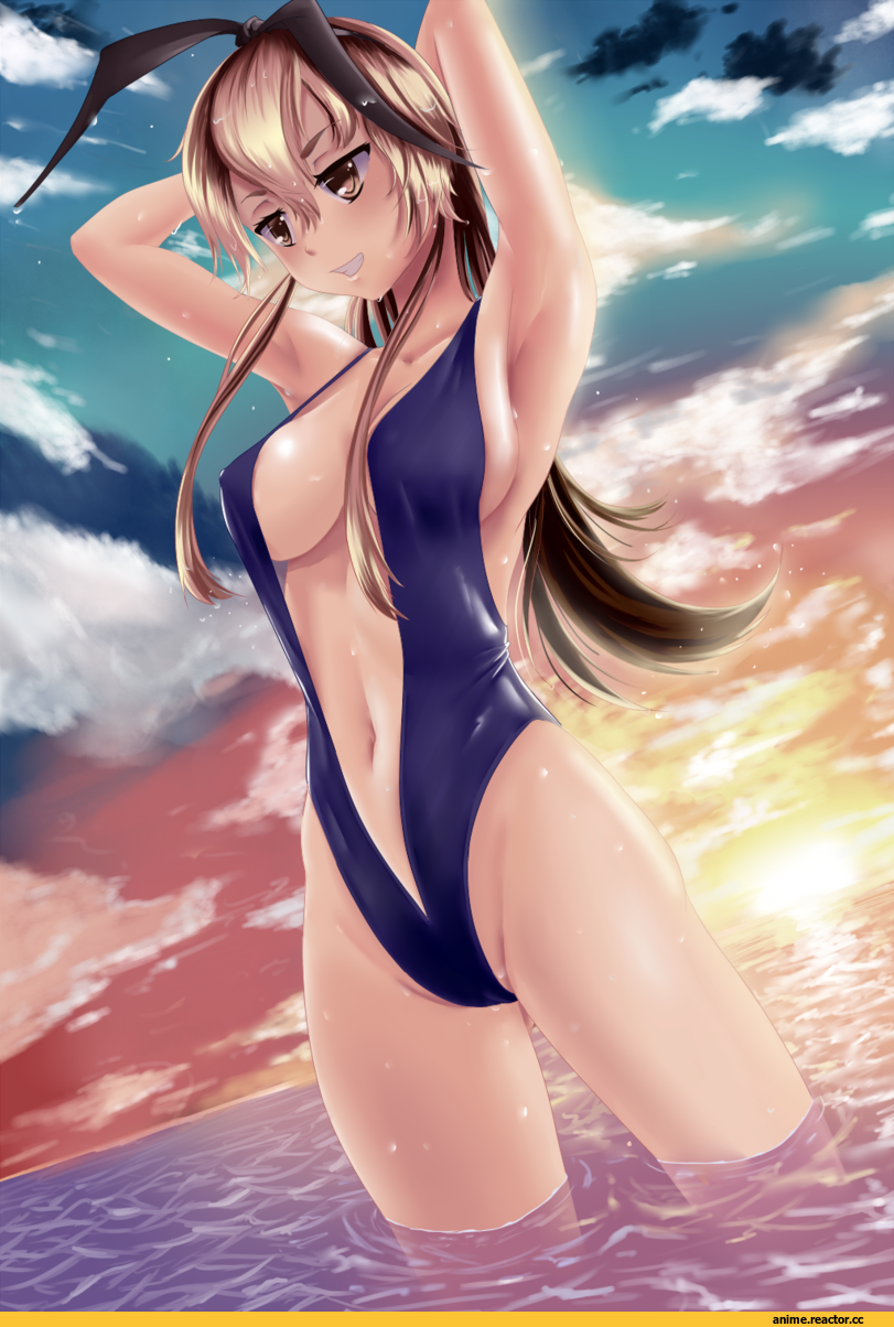 Anime Ero Swim, Anime Ero, Drawfag, Shimakaze, Kantai Collection, Anime Art, Anime