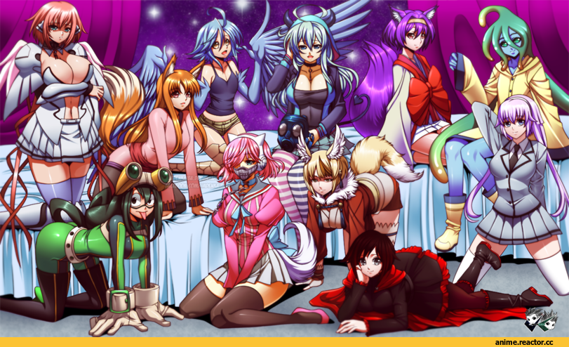 Holo, Spice and Wolf, Inumimi, Papi, Suu, Tsuyu Asui, my hero academia, Ruby Rose, crossover, Anime Art, Anime, No Game No Life, RWBY, Animal Ears, Monster Musume, artist, Renko Hikawa, kyou no cerberus, ritsu, Selkie, Fire Emblem Fates, Ikaros, Ansatsu Kyoushitsu, Hatsuse Izuna, Jadenkaiba, Sora no Otoshimono