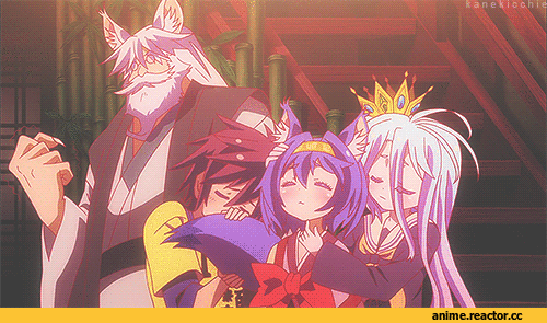 Hatsuse Ino, No Game No Life, Shiro (NGNL), Hatsuse Izuna, Sora (NGNL), anime gif, Animal Ears, Kitsune, Anime