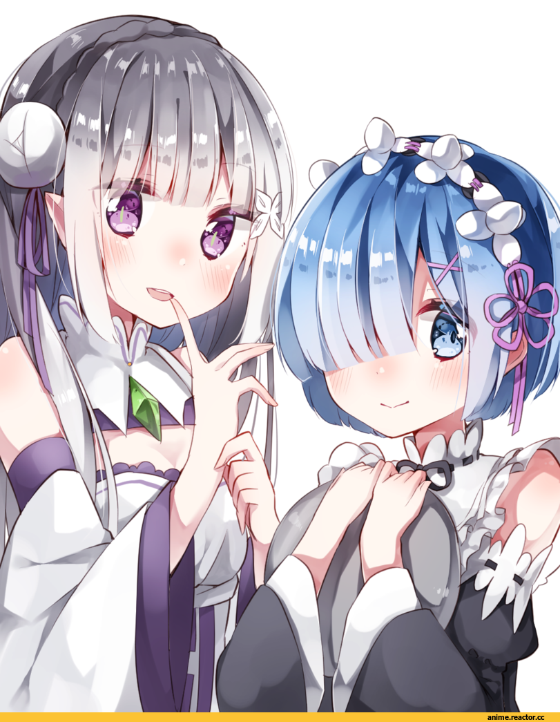 Re Zero Kara Hajimeru Isekai Seikatsu, Rem (re zero), haota rinka, Emilia (re zero), Anime