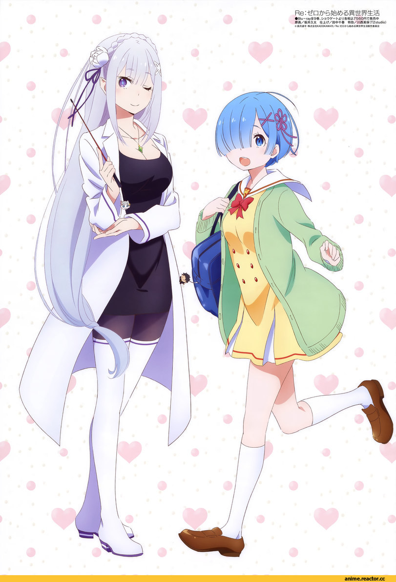 Re Zero Kara Hajimeru Isekai Seikatsu, Rem (re zero), Emilia (re zero), Sakai Kyuuta, Anime