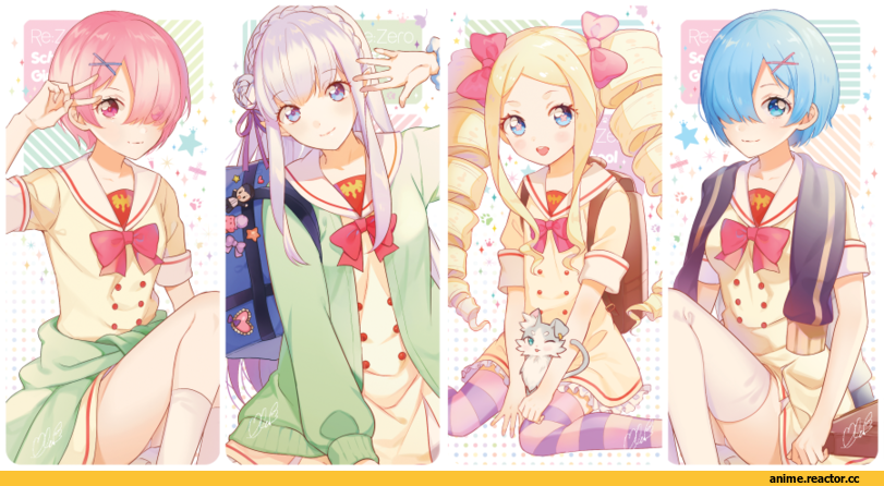 Re Zero Kara Hajimeru Isekai Seikatsu, Rem (re zero), Ram (Re Zero), Emilia (re zero), Natsuki Subaru, Beatrice (Re Zero), frederica baumann, petra leyte, Otto Suewen, Anime
