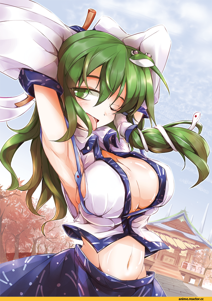 Kochiya Sanae, Touhou Project, fumitsuki (minaduki 6), Anime Ero, crossover, Danmachi, Anime