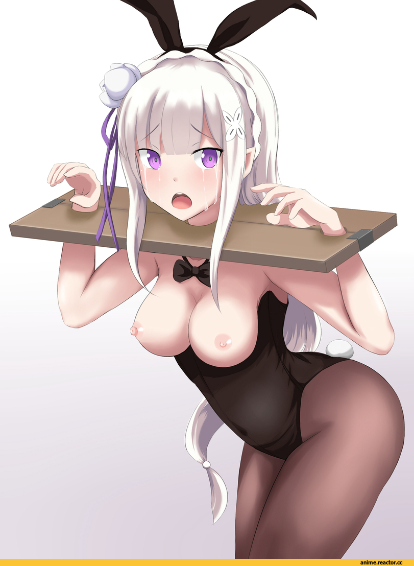 Re Zero Kara Hajimeru Isekai Seikatsu, Emilia (re zero), Animal Ears, Usagimimi, Bunnysuit, Anime Ero, Anime Ero Swim, Anime Ero BDSM, Anime Ero Oppai, unreliable (artist), Anime