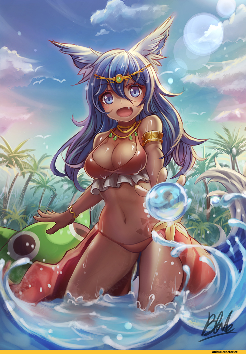 Anime Art, qblade, Anime Original, Animal Ears, Kitsune, Anime Ero, Anime Ero Swim, Anime