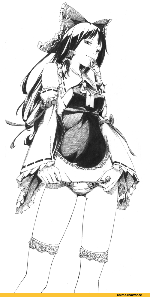 Anime Ero, Adult pantsu, Touhou Project, Hakurei Reimu, Anime Art, Anime Paint, Monochrome (Anime), Sawasawa, Anime
