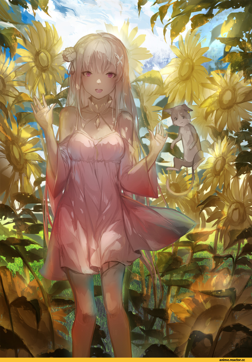 Re Zero Kara Hajimeru Isekai Seikatsu, Emilia (re zero), puck (re zero), Anime Art, Pack (re zero), Anime