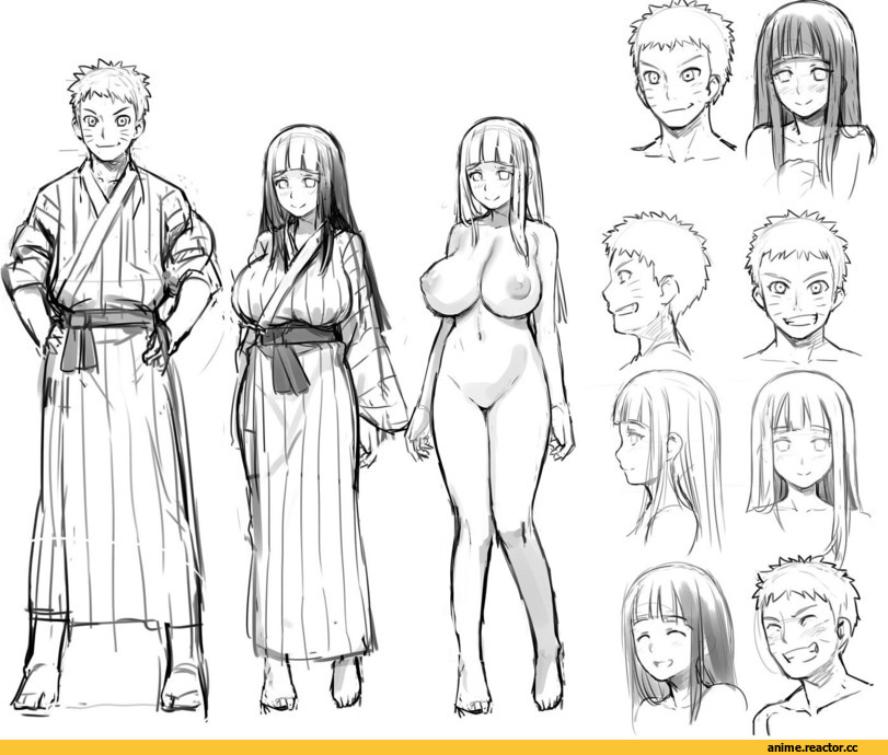 Naruto, Hinata Hyuga, Naruto Uzumaki, 774 (nanashi), Monochrome (Anime), Anime Art, Anime Ero Oppai, Anime Ero, Anime Ero Kyonyuu, Anime