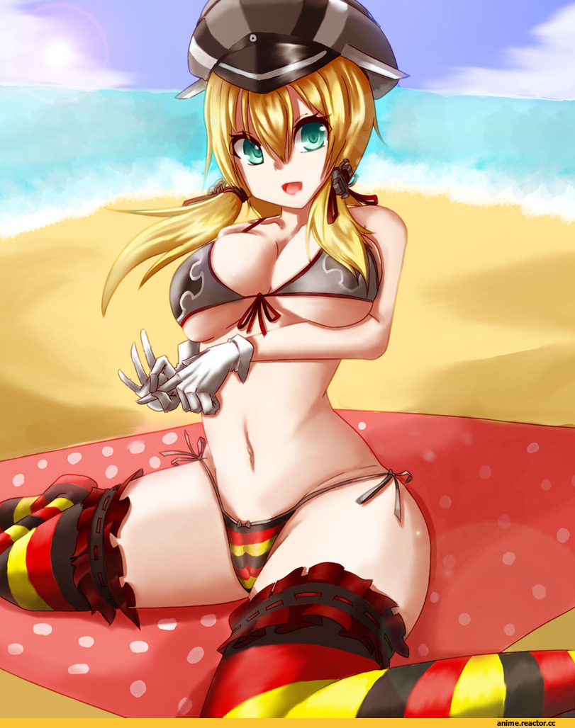 Anime Art, dntjssl, Kantai Collection, Prinz Eugen, Anime Ero, Anime Ero Swim, Anime