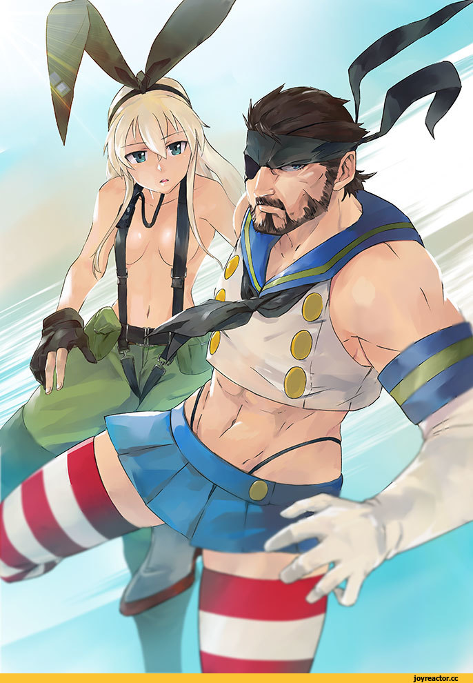 ikuyoan, shimakaze (kantai collection), Kantai Collection, Big Boss (MGS), Metal Gear, фэндомы, Anime Ero, crossover, Anime