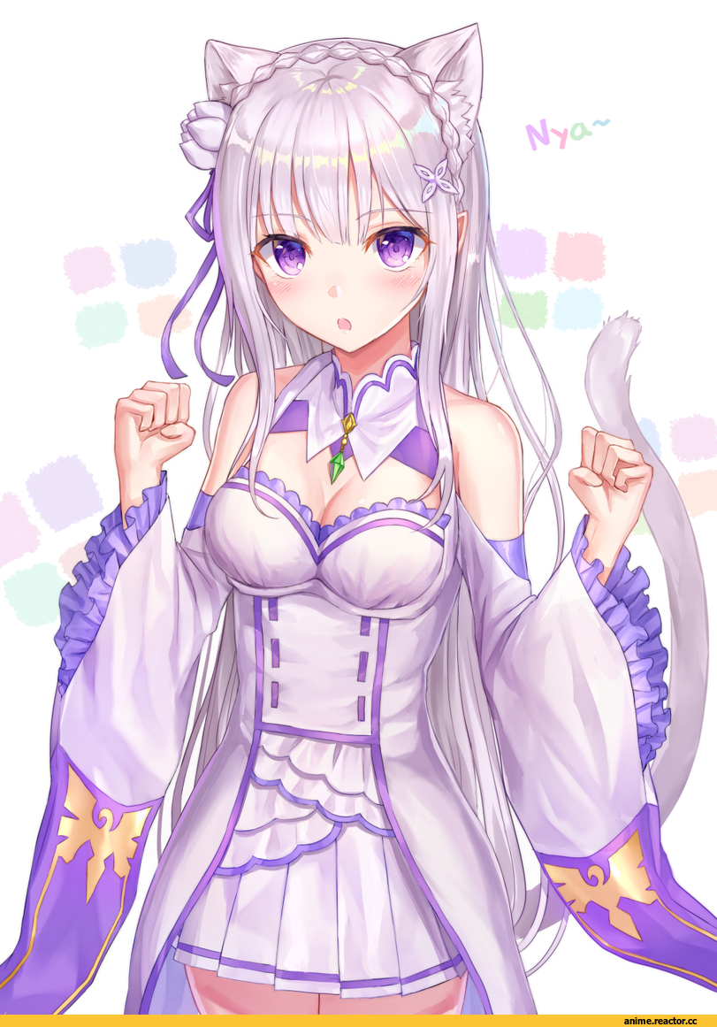 seungju lee, Anime Art, artist, nekomimi, Animal Ears, Emilia (re zero), Re Zero Kara Hajimeru Isekai Seikatsu, Anime