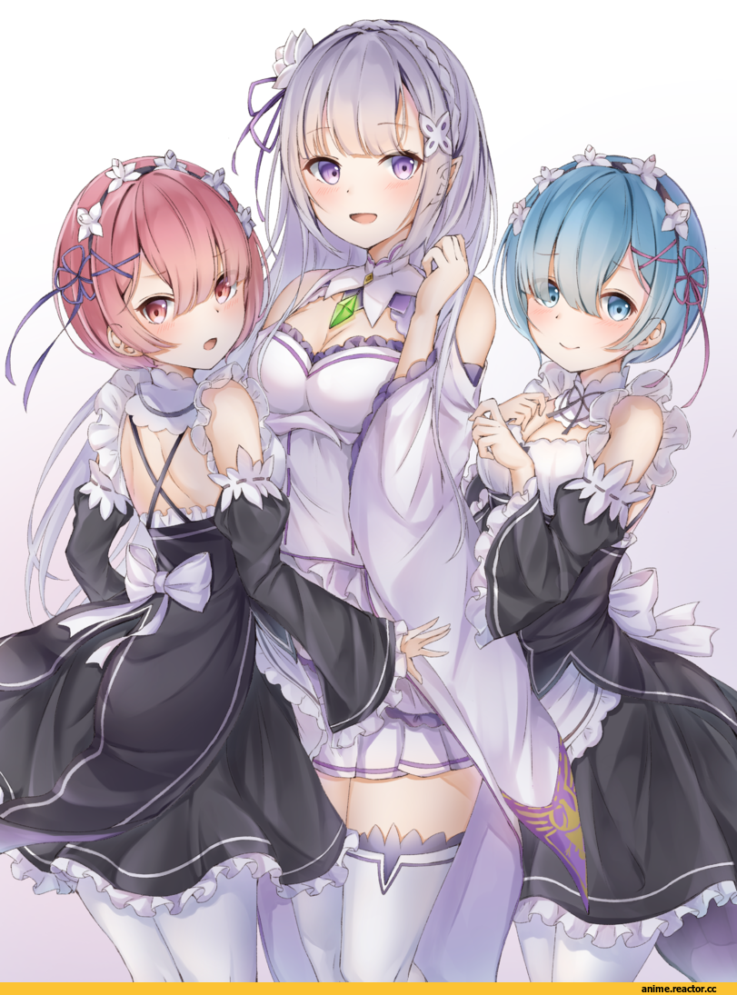 Ram (Re Zero), Re Zero Kara Hajimeru Isekai Seikatsu, Rem (re zero), Emilia (re zero), poe (528yuzunon), Anime