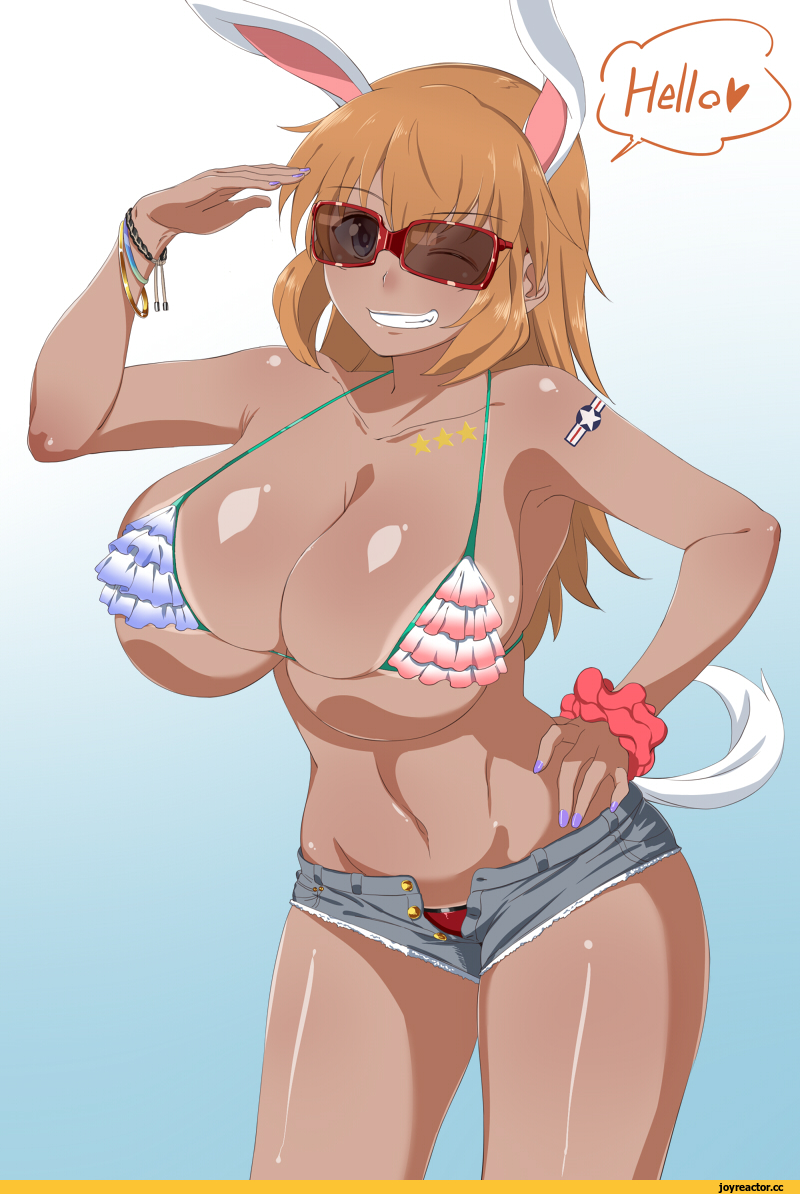 maru (maruttona), charlotte e yeager, Strike Witches, Anime Ero Swim, Anime Ero, Anime Ero Oppai, Anime Ero Kyonyuu, Usagimimi, Animal Ears, Anime