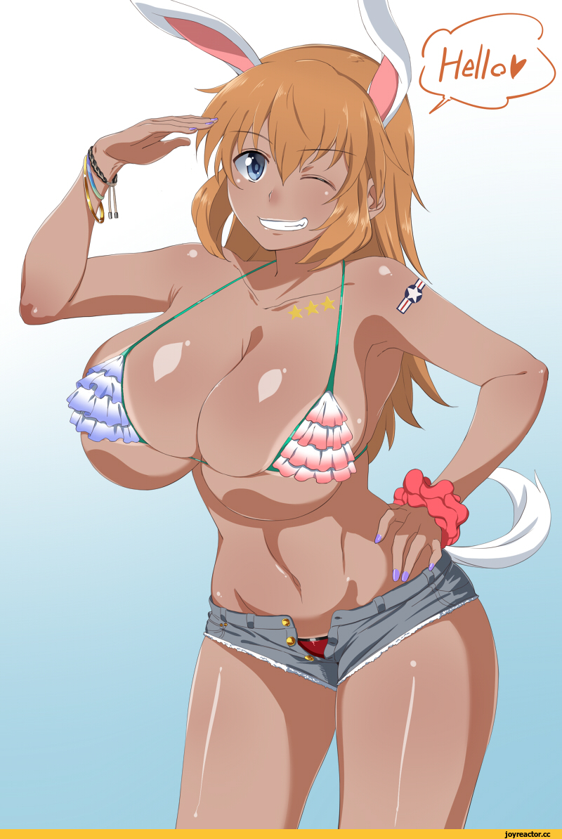 maru (maruttona), charlotte e yeager, Strike Witches, Anime Ero Swim, Anime Ero, Anime Ero Oppai, Anime Ero Kyonyuu, Usagimimi, Animal Ears, Anime
