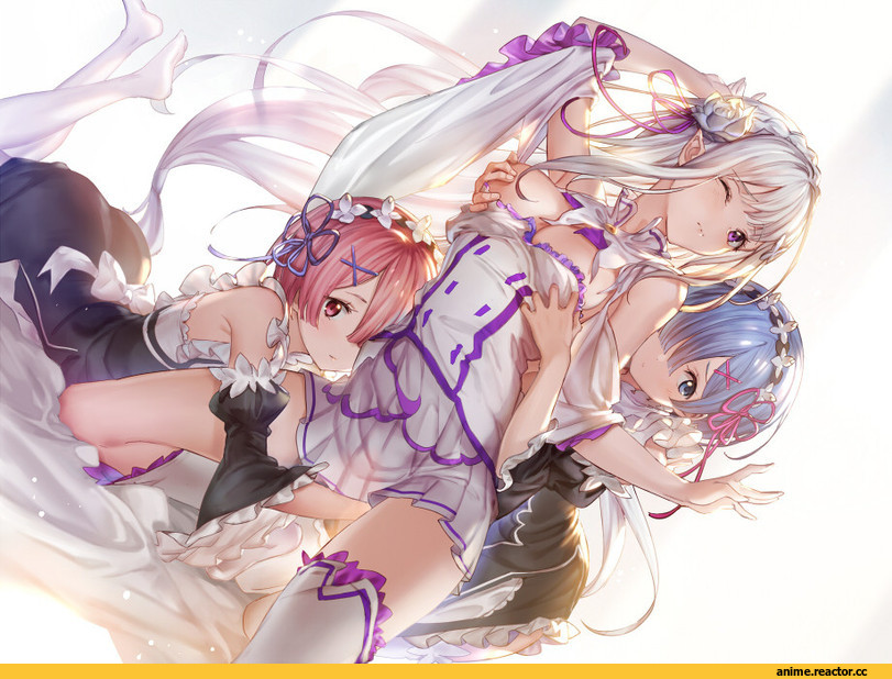 Ram (Re Zero), Re Zero Kara Hajimeru Isekai Seikatsu, Rem (re zero), Emilia (re zero), Anime Ero Yuri, Anime Ero, 77gl, Anime Art, artist, Anime