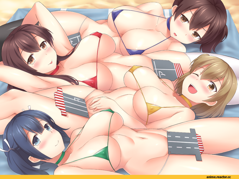 Anime Art, sama samasa, Kantai Collection, Akagi (Kantai Collection), Kaga (Kantai Collection), Hiryuu, Souryuu (Kantai Collection), Anime Ero, Anime Ero Swim, Anime