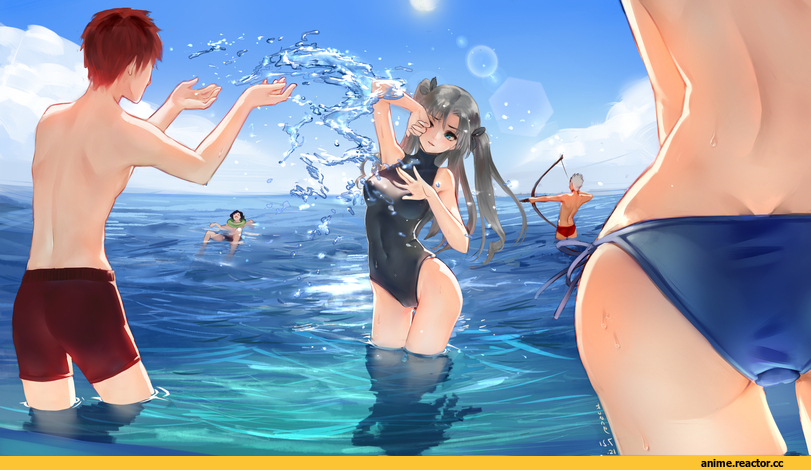 Fate (series), Rin Tohsaka, Saber (Fate), Emiya Shirou, Fate/Stay Night, Archer (Fate/stay night), kamachi kamachi-ko, Anime Ero Swim, Anime Ero, oshiri, Anime