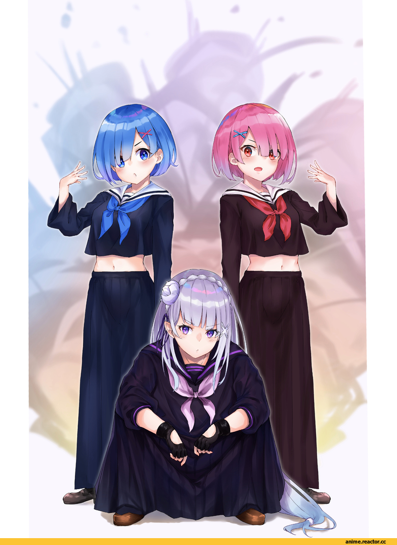 Anime Art, artist, Re Zero Kara Hajimeru Isekai Seikatsu, Ram (Re Zero), Rem (re zero), Emilia (re zero), mr.doukotsu, Anime