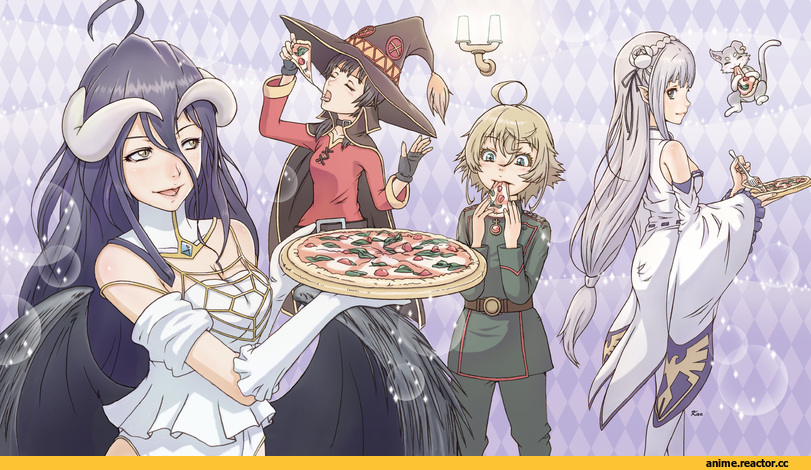 Isekai Quartet, Albedo, Megumin, KonoSuba, Pack (re zero), Re Zero Kara Hajimeru Isekai Seikatsu, Emilia (re zero), Tanya Degurechaff, Youjo Senki, crossover, Anime, Floor Guardian (Overlord), Overlord (Anime)