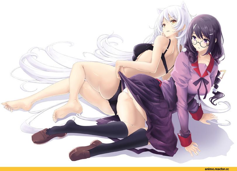 Anime Art, Monogatari (Series), Hanekawa Tsubasa, Anime Adult pantsu, Anime Ero, Megane, nekomimi, Animal Ears, Спасибо за очередные 0 рейтинга, Anime