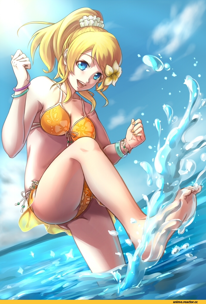 Anime Art, ky9, Love Live!, Ayase Eli, Anime Ero Swim, Anime Ero, Anime