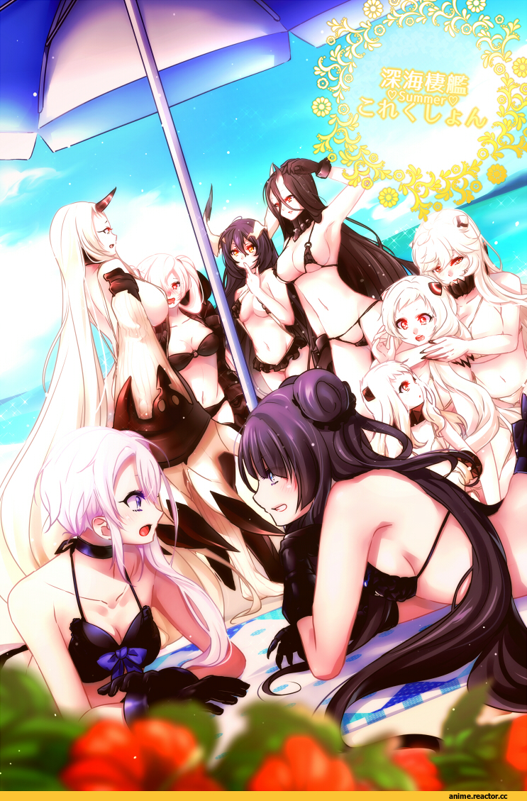 Seaport Hime, battleship hime, Midway Hime, Airfield Hime, Northern Ocean Hime, Destroyer Hime, Light Cruiser Oni, Juurouta, Anime Ero Swim, Shinkaisei-kan, Anime, Anime Art, Kantai Collection, Anime Ero, Southern Ocean War Hime, Anchorage Water Oni