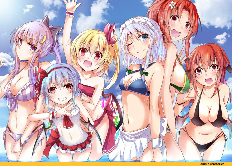 Remilia Scarlet, Touhou Project, Flandre Scarlet, Izayoi Sakuya, Koakuma, Hong Meiling, Patchouli Knowledge, Anime Ero Swim, Anime Ero, Anime