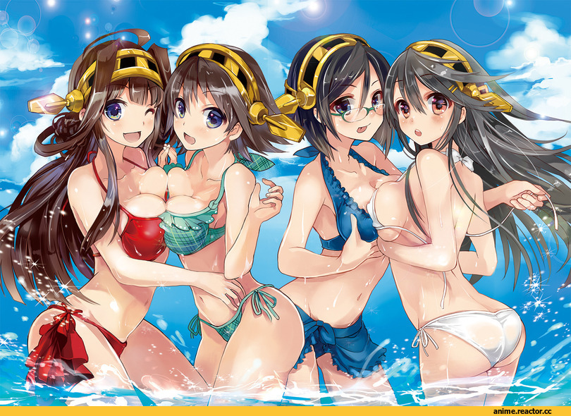 Haruna (Kantai Collection), Kantai Collection, hiei (kantai collection), Kirishima (Kantai Collection), Kongou (Kantai Collection), musou yuchi, Anime Adult Wet, Anime Ero Swim, Anime Ero, Anime