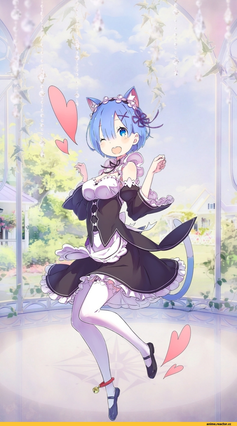 Re Zero Kara Hajimeru Isekai Seikatsu, Rem (re zero), nekomimi, Animal Ears, peach, Anime