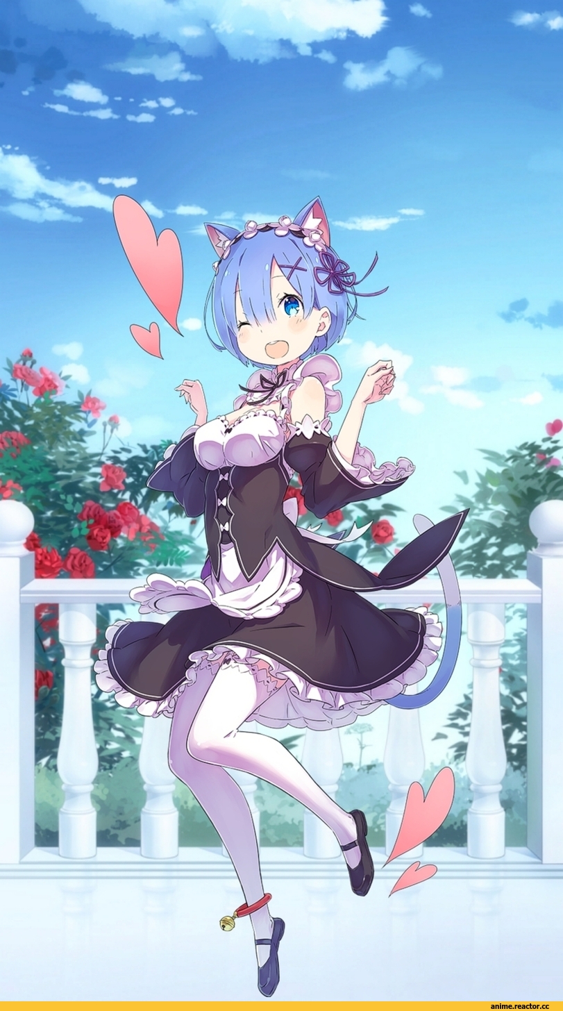 Re Zero Kara Hajimeru Isekai Seikatsu, Rem (re zero), nekomimi, Animal Ears, peach, Anime