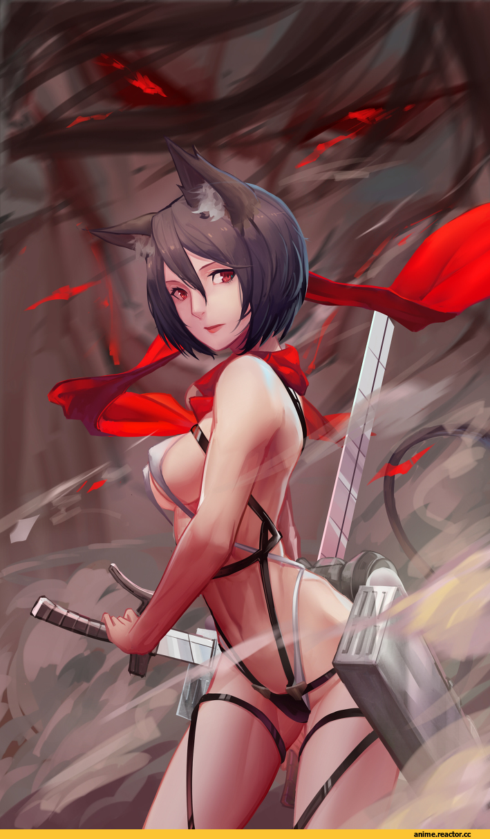 Mikasa Ackerman, Shingeki no Kyojin, Anime Ero, nekomimi, Animal Ears, Anime