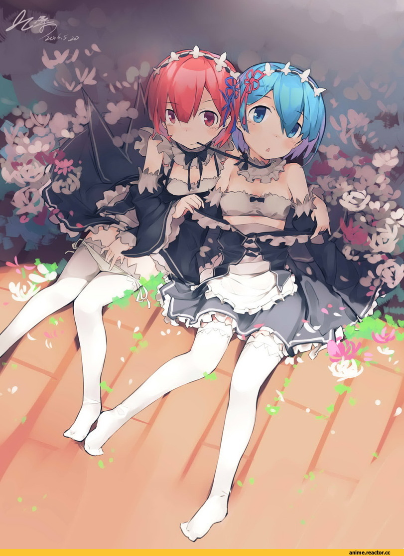Anime Art, Re Zero Kara Hajimeru Isekai Seikatsu, Rem (re zero), Ram (Re Zero), Anime