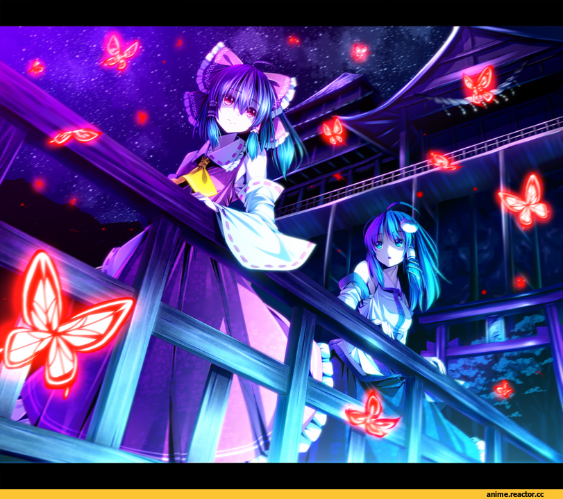 Anime Art, Touhou Project, Hakurei Reimu, Kochiya Sanae, Anime