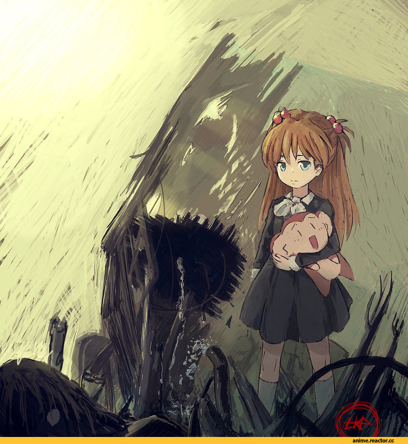Anime Art, asuka, Evangelion, песочница, Anime