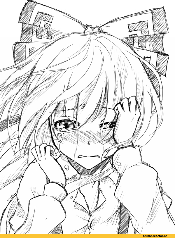 Anime Art, Mokou, cry, toho, Anime