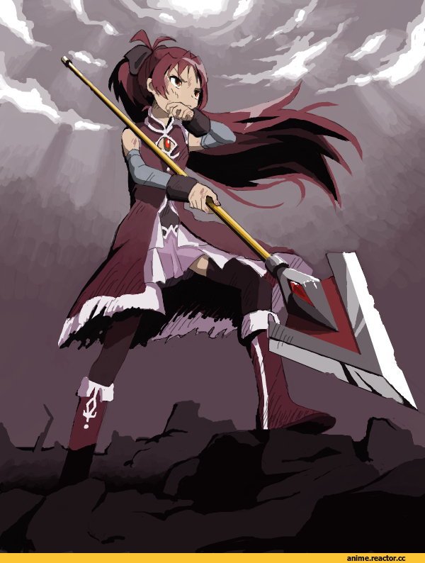 Anime Art, Mahou Shoujo Madoka Magica, Sakura Kyouko, Опасные Няшки, Anime Няши, Anime